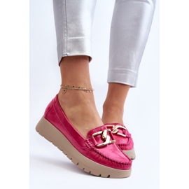 Zazoo 10141 Mocasines De Piel En La Plataforma Con Decoración Fucsia rosado 4