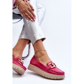Zazoo 10141 Mocasines De Piel En La Plataforma Con Decoración Fucsia rosado 6
