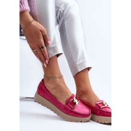 Zazoo 10141 Mocasines De Piel En La Plataforma Con Decoración Fucsia rosado 7