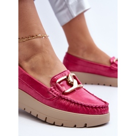 Zazoo 10141 Mocasines De Piel En La Plataforma Con Decoración Fucsia rosado 8