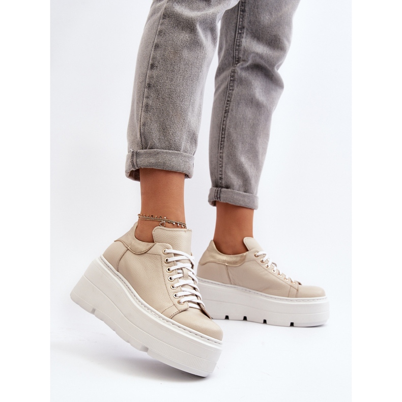 Zazoo 10165 Zapatillas Deportivas de Mujer con Plataforma Enorme, Beige 2