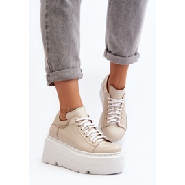 Zazoo 10165 Zapatillas Deportivas de Mujer con Plataforma Enorme, Beige 4