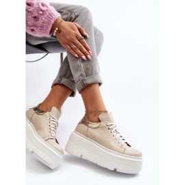 Zazoo 10165 Zapatillas Deportivas de Mujer con Plataforma Enorme, Beige 7