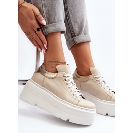 Zazoo 10165 Zapatillas Deportivas de Mujer con Plataforma Enorme, Beige 9