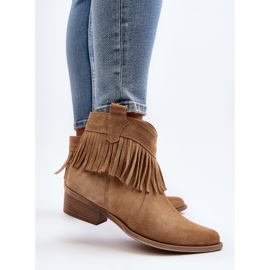 Zazoo 3430 Botas Mujer Ante Con Flecos, Beige 6