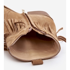Zazoo 3430 Botas Mujer Ante Con Flecos, Beige 8