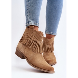 Zazoo 3430 Botas Mujer Ante Con Flecos, Beige 9