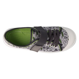 Pantuflas infantiles befado con velcro 351Y028 gris/verde 2