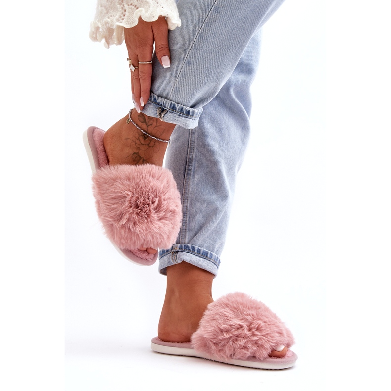 Pantuflas de mujer con pelo, rosa Vienitta rosado 2
