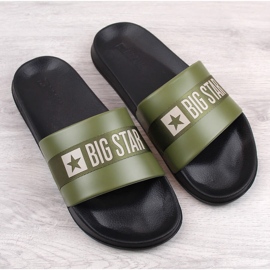 Chanclas hombre piel ecológica caqui Big Star LL174458 verde 4