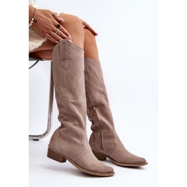 Zazoo 3427 Botas Vaqueras Capuchino De Ante Mujer beige 1
