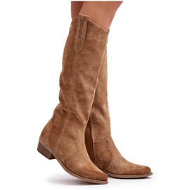 Zazoo 3427 Botas Cowboy Mujer Ante, Beige 12