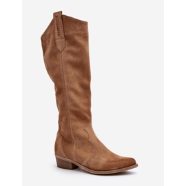 Zazoo 3427 Botas Cowboy Mujer Ante, Beige 4