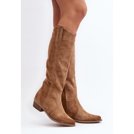 Zazoo 3427 Botas Cowboy Mujer Ante, Beige 5