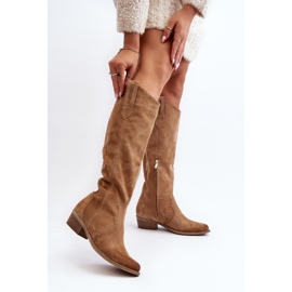 Zazoo 3427 Botas Cowboy Mujer Ante, Beige 7
