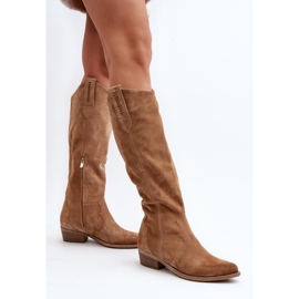 Zazoo 3427 Botas Cowboy Mujer Ante, Beige 8