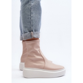 Zazoo 3395 Botines de piel para mujer con plataforma enorme, color beige 7