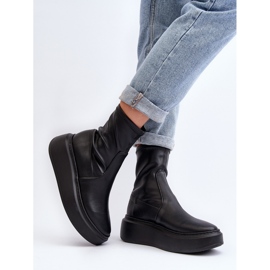 Zazoo 3395 Botines De Mujer De Piel Con Plataforma Enorme, Negro 4