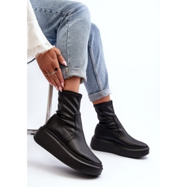 Zazoo 3395 Botines De Mujer De Piel Con Plataforma Enorme, Negro 1