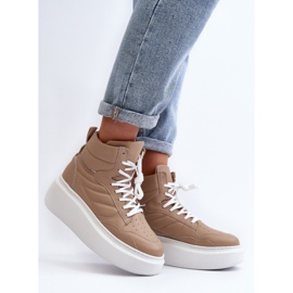 Zazoo 3392/X Zapatillas Deportivas Mujer Piel con Plataforma, Beige 3