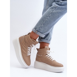 Zazoo 3392/X Zapatillas Deportivas Mujer Piel con Plataforma, Beige 4