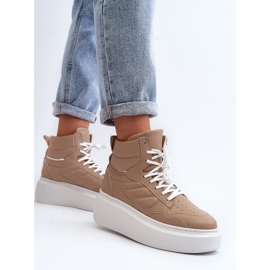 Zazoo 3392/X Zapatillas Deportivas Mujer Piel con Plataforma, Beige 6