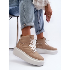Zazoo 3392/X Zapatillas Deportivas Mujer Piel con Plataforma, Beige 9