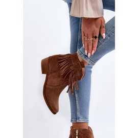 Botines Mujer Zazoo 3430 Ante Con Flecos Camel marrón 3