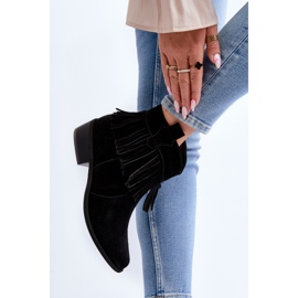 Zazoo 3430 Botas Mujer Ante Con Flecos, Negro 4
