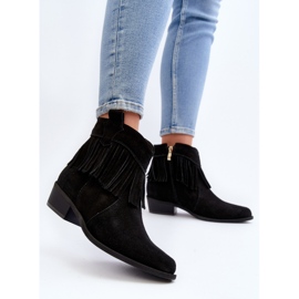 Zazoo 3430 Botas Mujer Ante Con Flecos, Negro 5