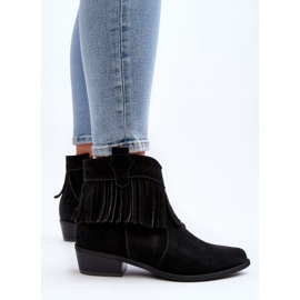 Zazoo 3430 Botas Mujer Ante Con Flecos, Negro 7