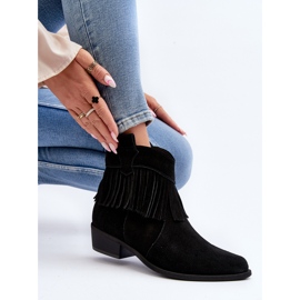 Zazoo 3430 Botas Mujer Ante Con Flecos, Negro 8