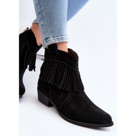 Zazoo 3430 Botas Mujer Ante Con Flecos, Negro 1