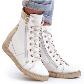 Zazoo 3081 Zapatillas Cuña Mujer Piel, Blanco 9