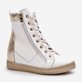 Zazoo 3081 Zapatillas Cuña Mujer Piel, Blanco 3