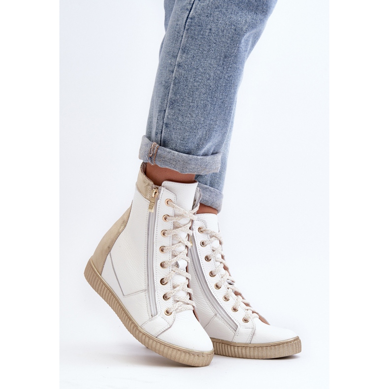 Zazoo 3081 Zapatillas Cuña Mujer Piel, Blanco 1 Zazoo 3081 Zapatillas Cuña Mujer Piel, Blanco 1