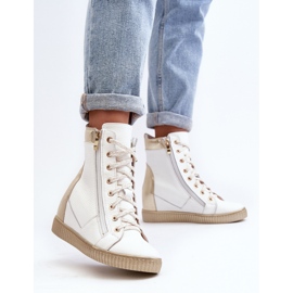 Zazoo 3081 Zapatillas Cuña Mujer Piel, Blanco 2