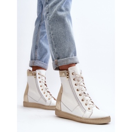 Zazoo 3081 Zapatillas Cuña Mujer Piel, Blanco 5