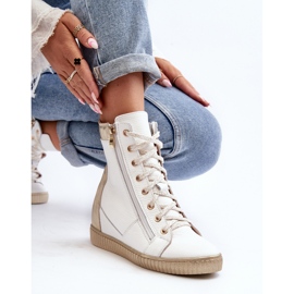 Zazoo 3081 Zapatillas Cuña Mujer Piel, Blanco 7