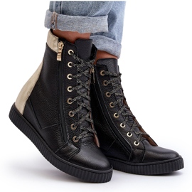 Zazoo 3081 Zapatillas con Cuña de Piel para Mujer, Negro 9