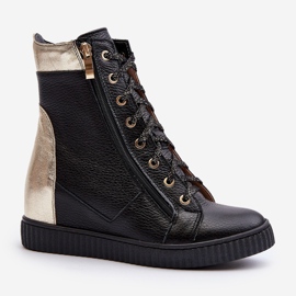 Zazoo 3081 Zapatillas con Cuña de Piel para Mujer, Negro 3