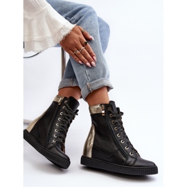 Zazoo 3081 Zapatillas con Cuña de Piel para Mujer, Negro 7