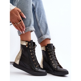 Zazoo 3081 Zapatillas con Cuña de Piel para Mujer, Negro 8
