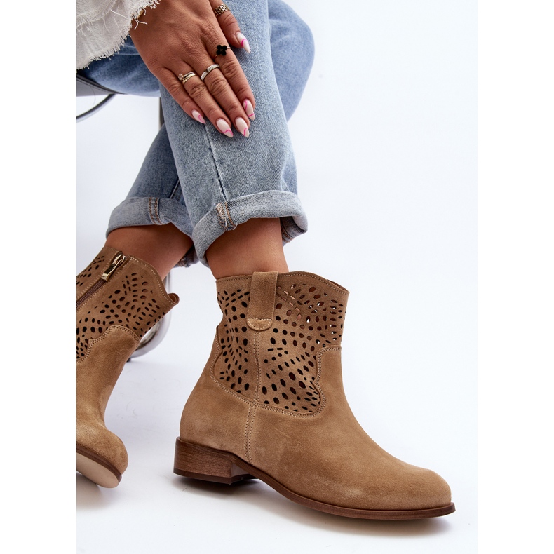 Botines Calados Mujer Lewski Shoes 3301/2 Beige 1