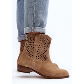 Botines Calados Mujer Lewski Shoes 3301/2 Beige 11