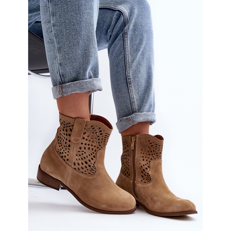 Botines Calados Mujer Lewski Shoes 3301/2 Beige 2