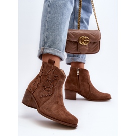 Zazoo 3426 Botas Cowboy Mujer Ante, Marrón 5