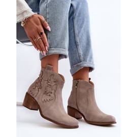 Zazoo 3426 Botas Cowboy Cappucino de Ante para Mujer beige 1