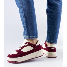 Zapatillas con plataforma Pomona burdeos y blanca rojo 2