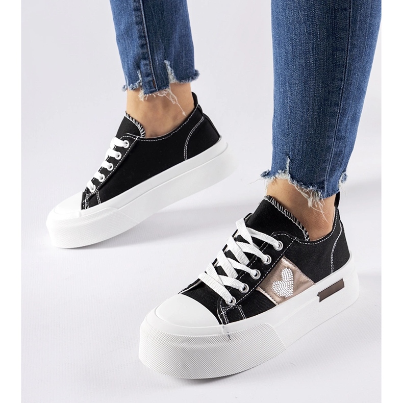 Zapatillas con plataforma Lawton en negro y plata 2